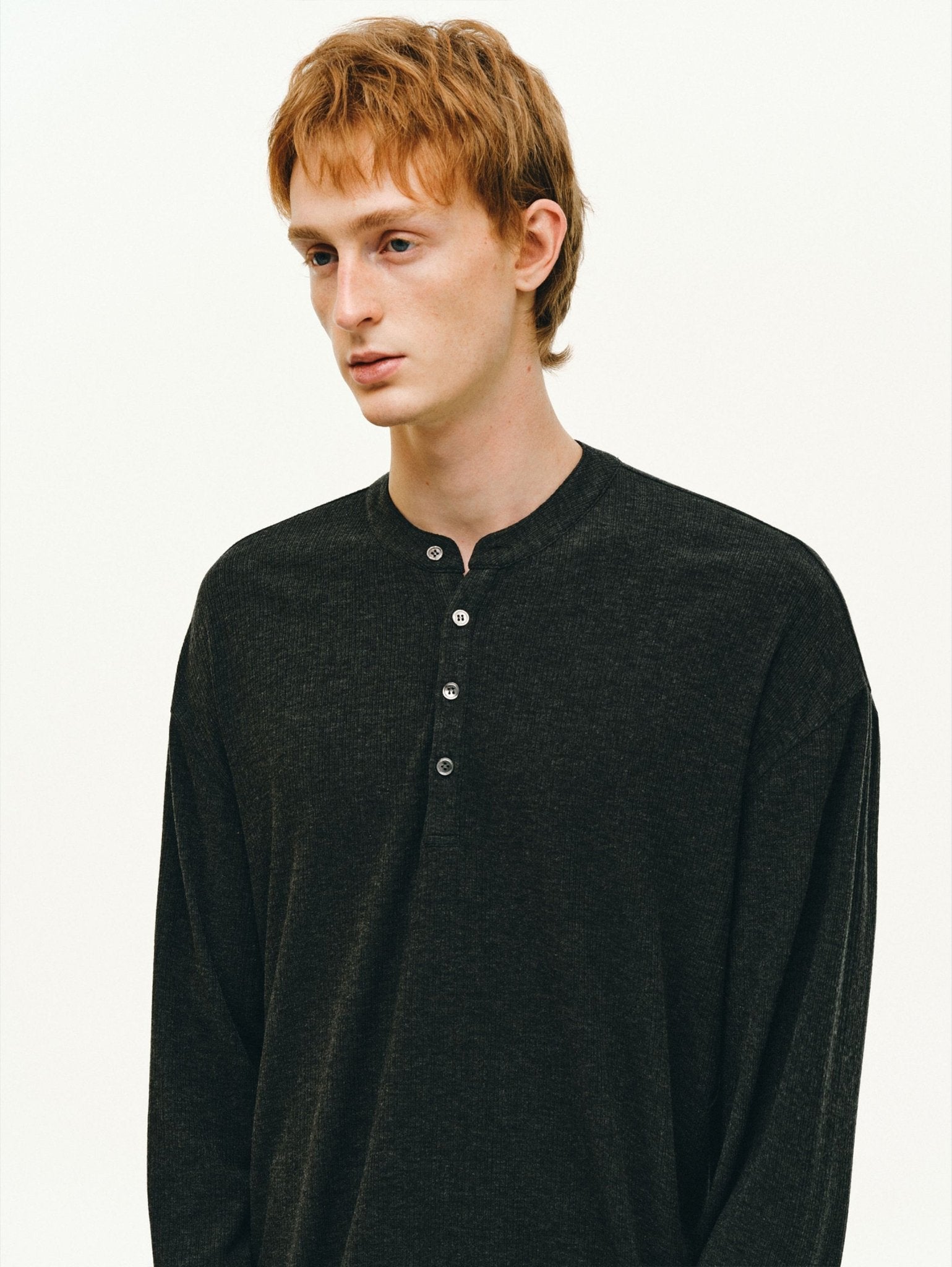 Cashmere-Acetate Henley Long-Sleeve Tee - Somnad