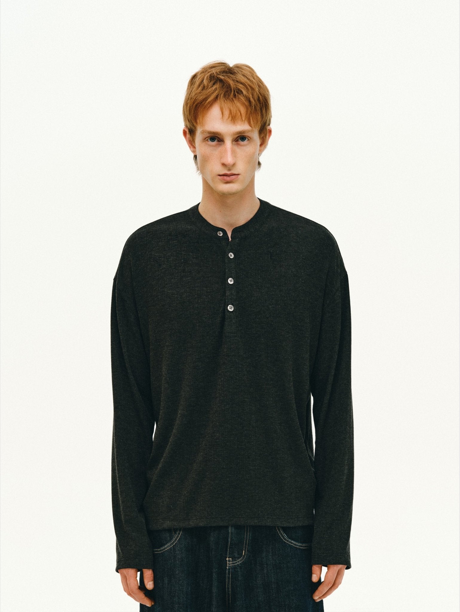 Cashmere-Acetate Henley Long-Sleeve Tee - Somnad