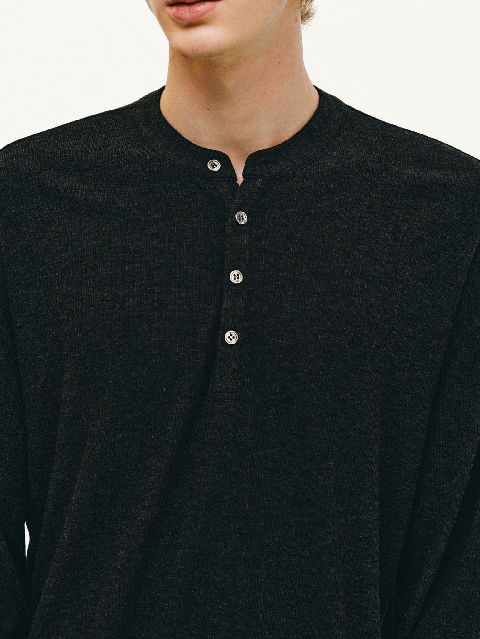 Cashmere-Acetate Henley Long-Sleeve Tee - Somnad