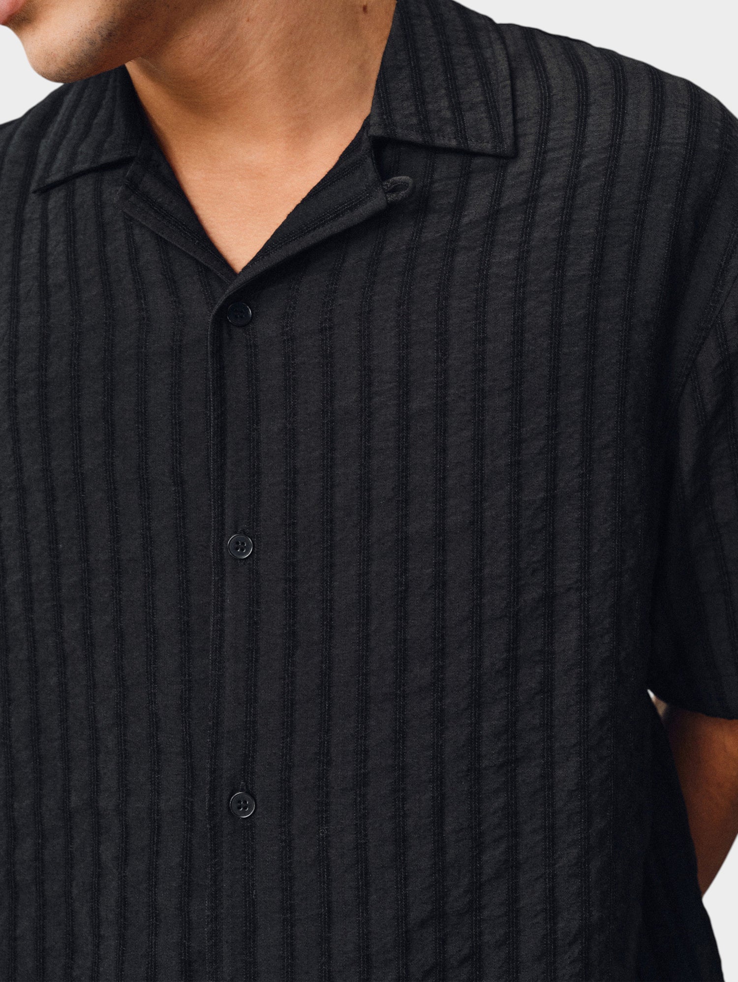 Hemp Stripe Jacquard Camp Shirt