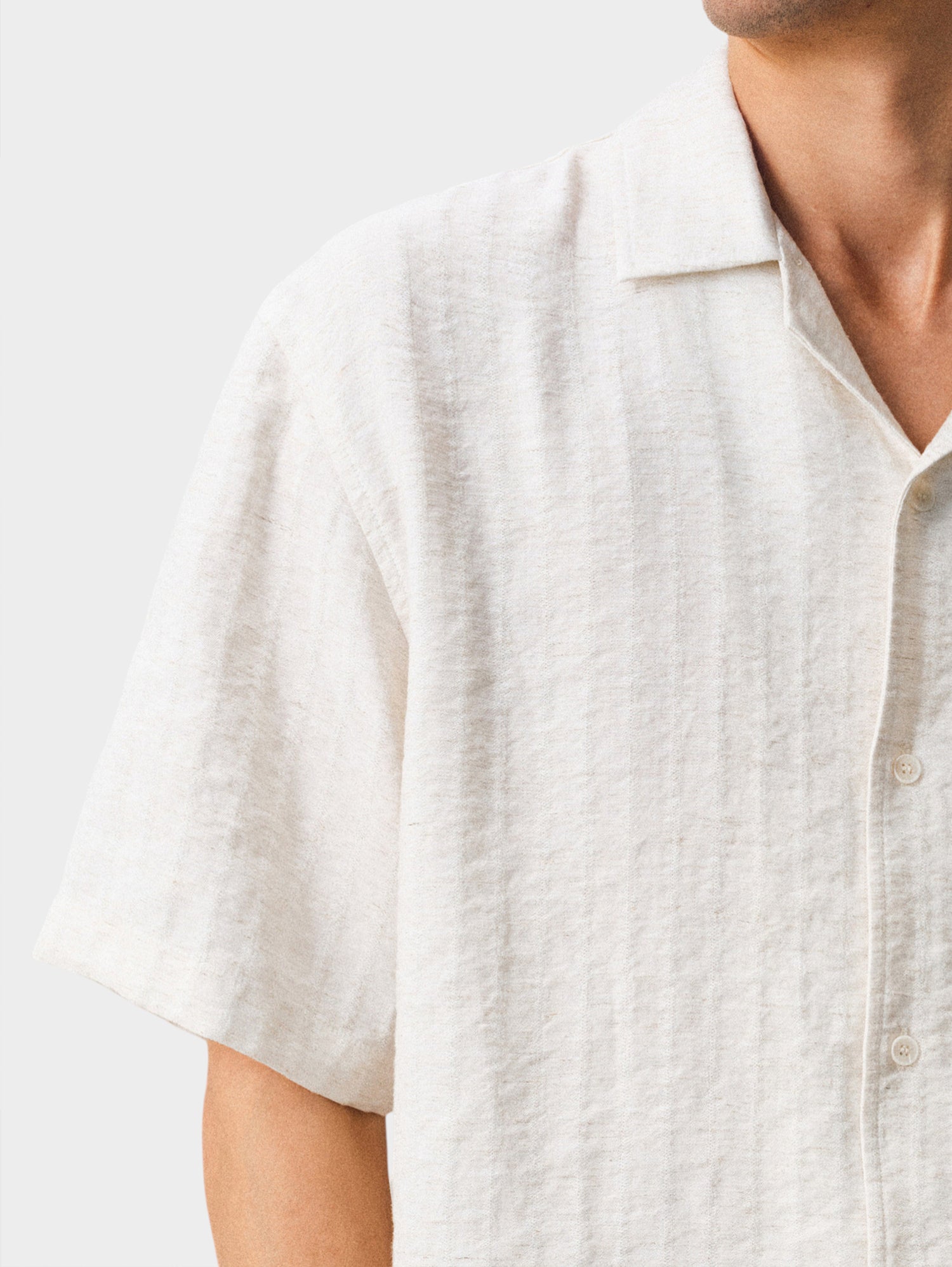 Hemp Stripe Jacquard Camp Shirt