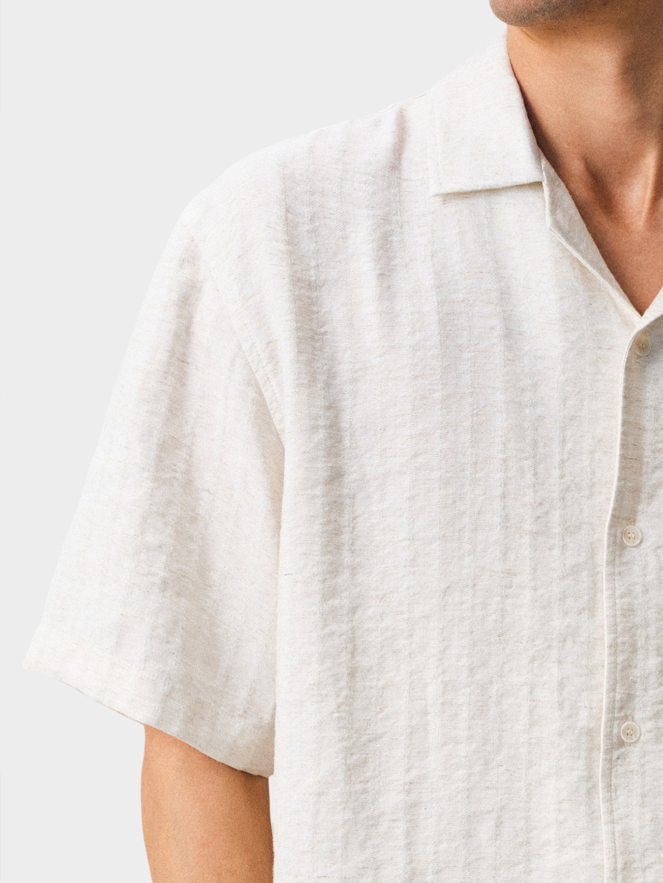 Hemp Stripe Jacquard Camp Shirt