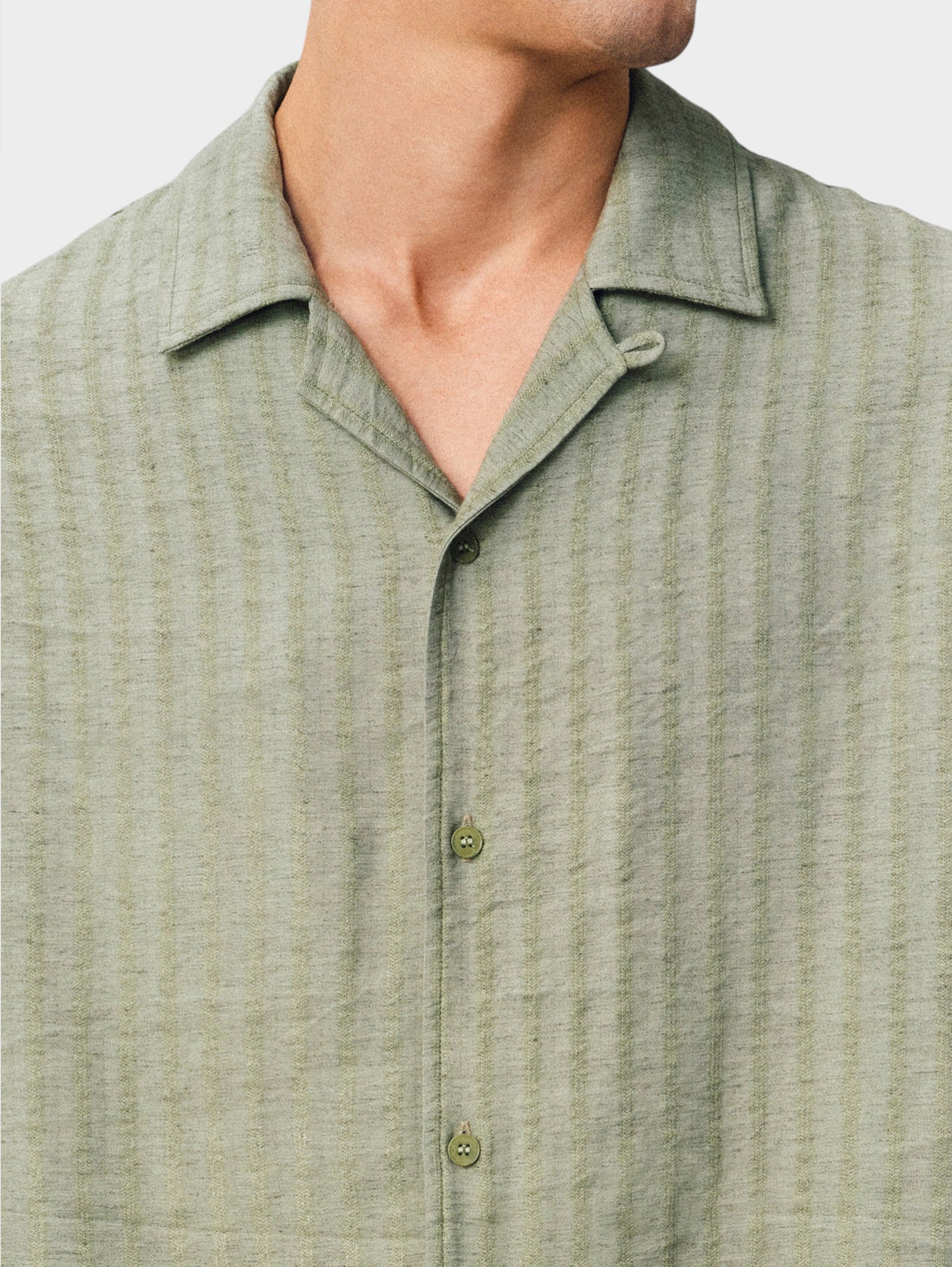 Hemp Stripe Jacquard Camp Shirt