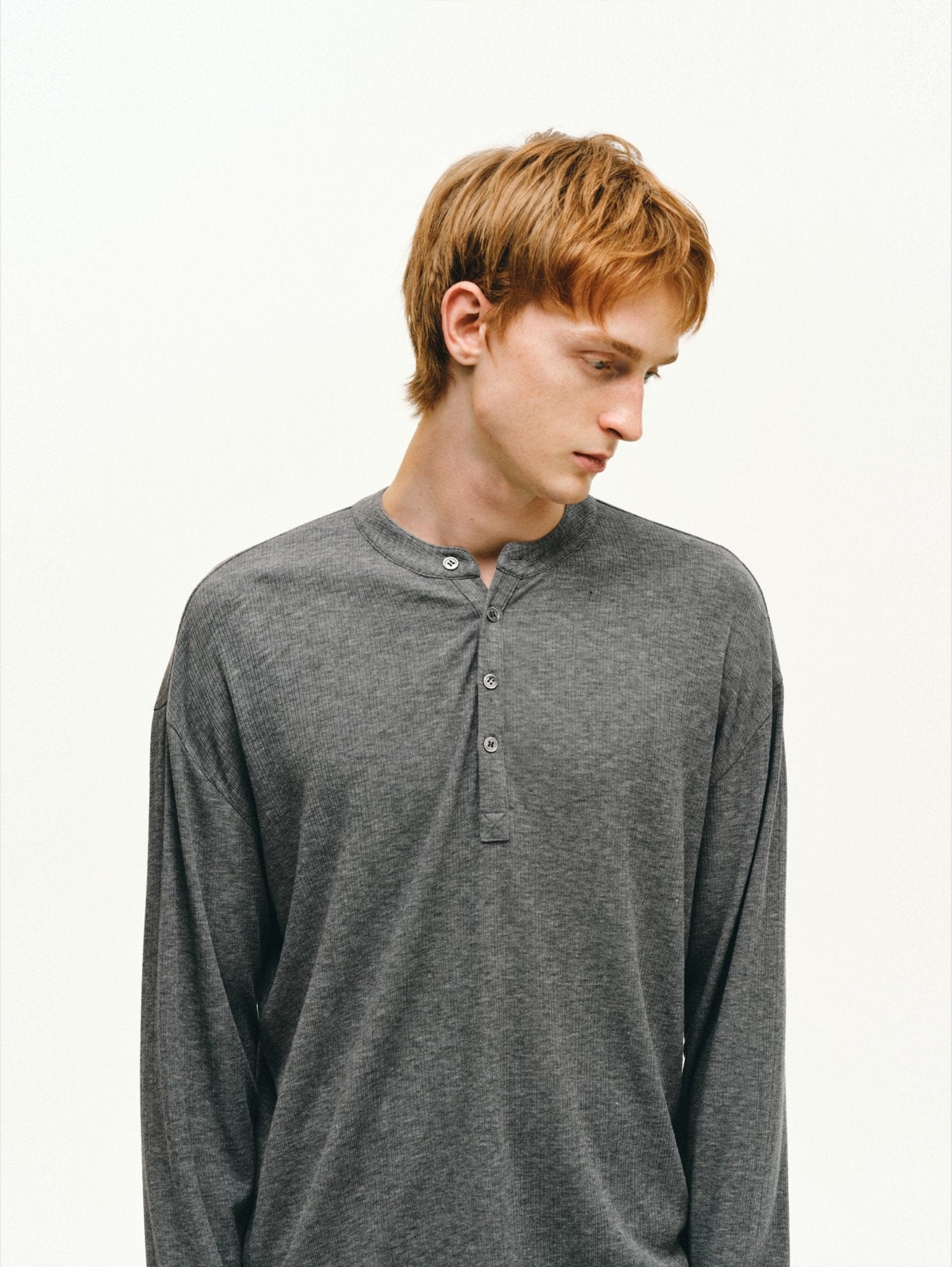 Cashmere-Acetate Henley Long-Sleeve Tee - Somnad