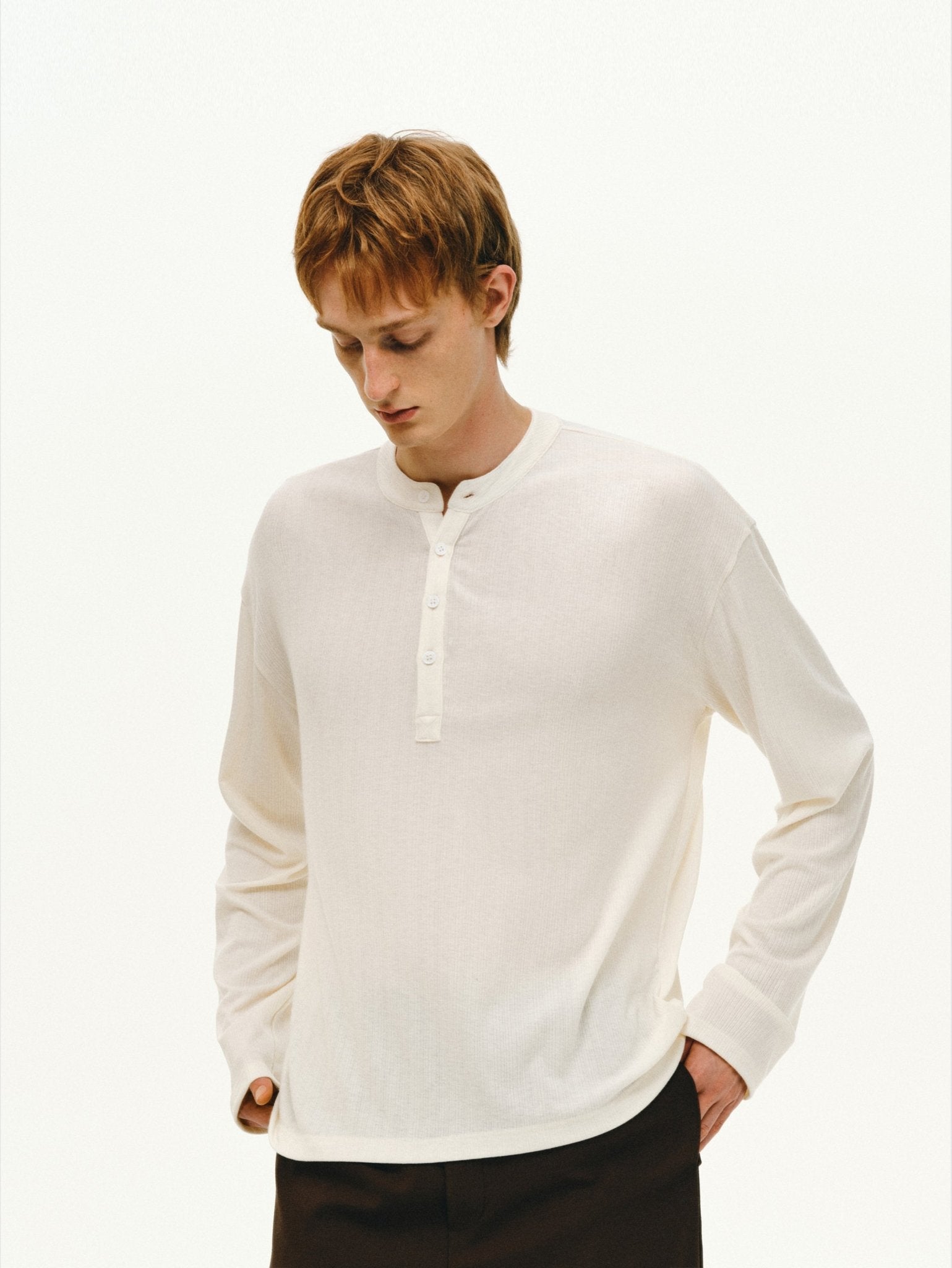 Cashmere-Acetate Henley Long-Sleeve Tee - Somnad