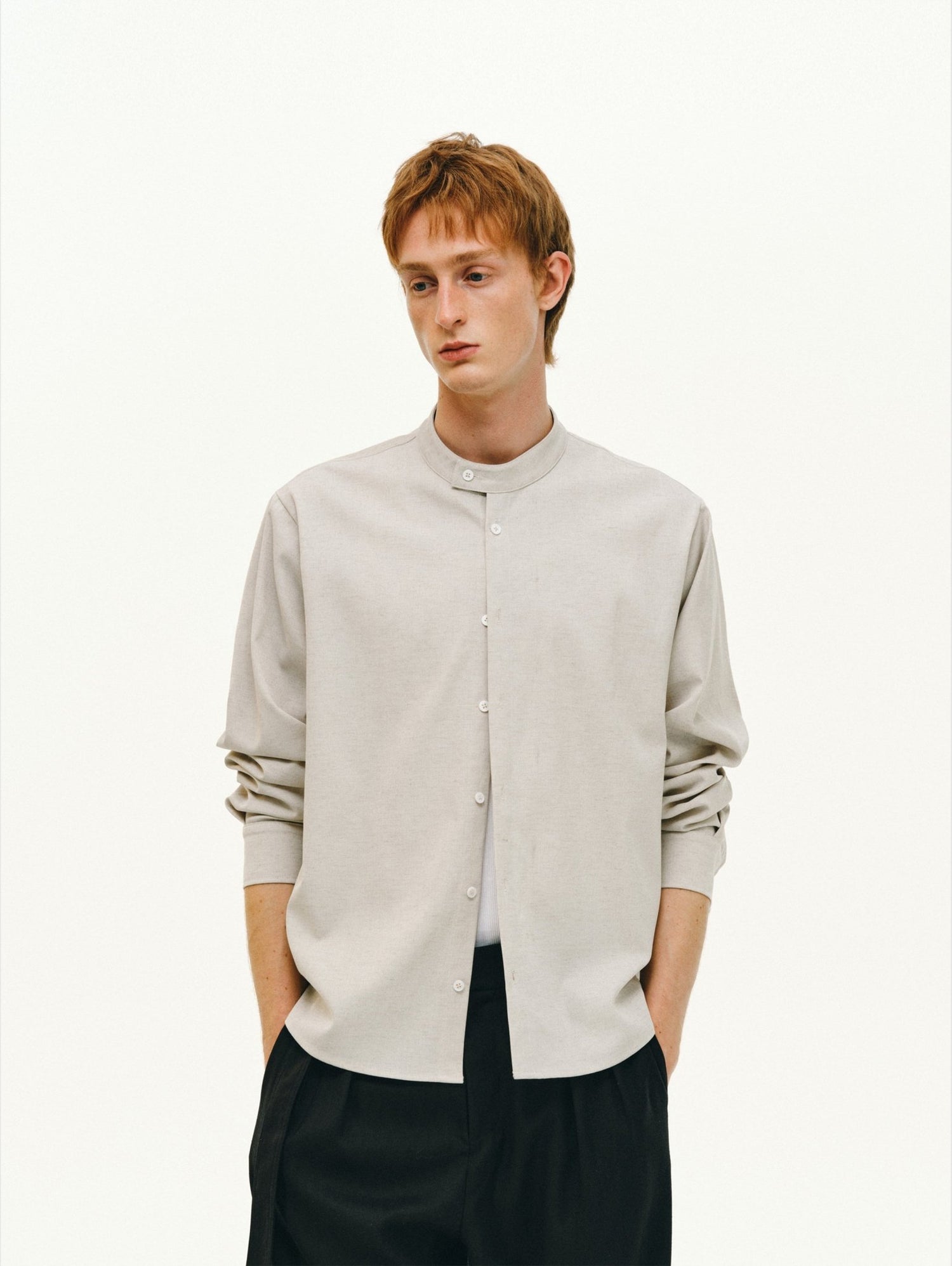 Linen-Blend Long-Sleeve Shirt - Somnad
