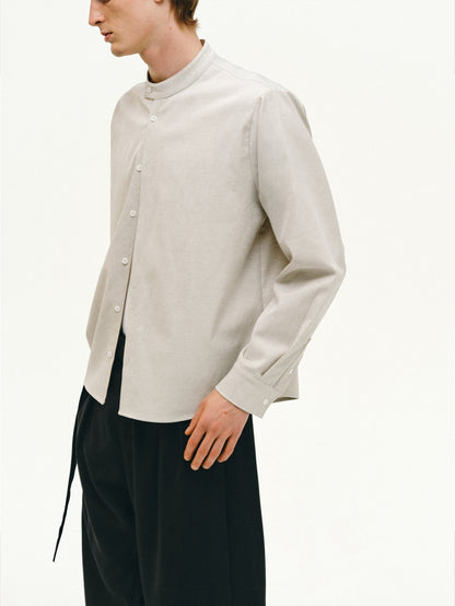 Linen-Blend Long-Sleeve Shirt - Somnad