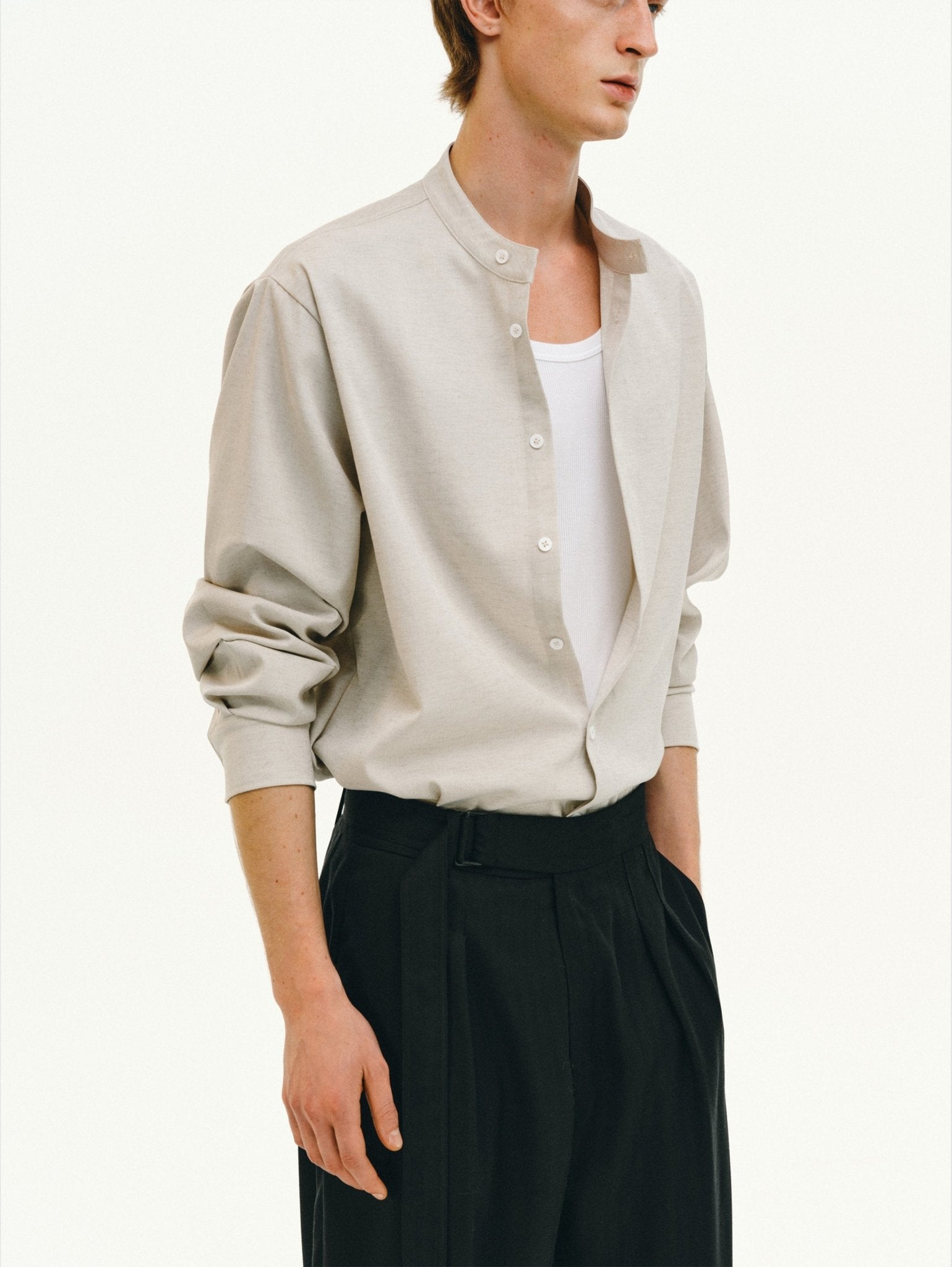 Linen-Blend Long-Sleeve Shirt - Somnad