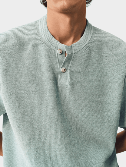 Melange Linen Henley Tee - Somnad