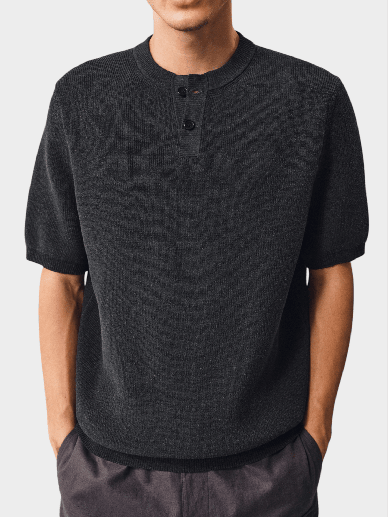 Melange Linen Henley Tee - Somnad