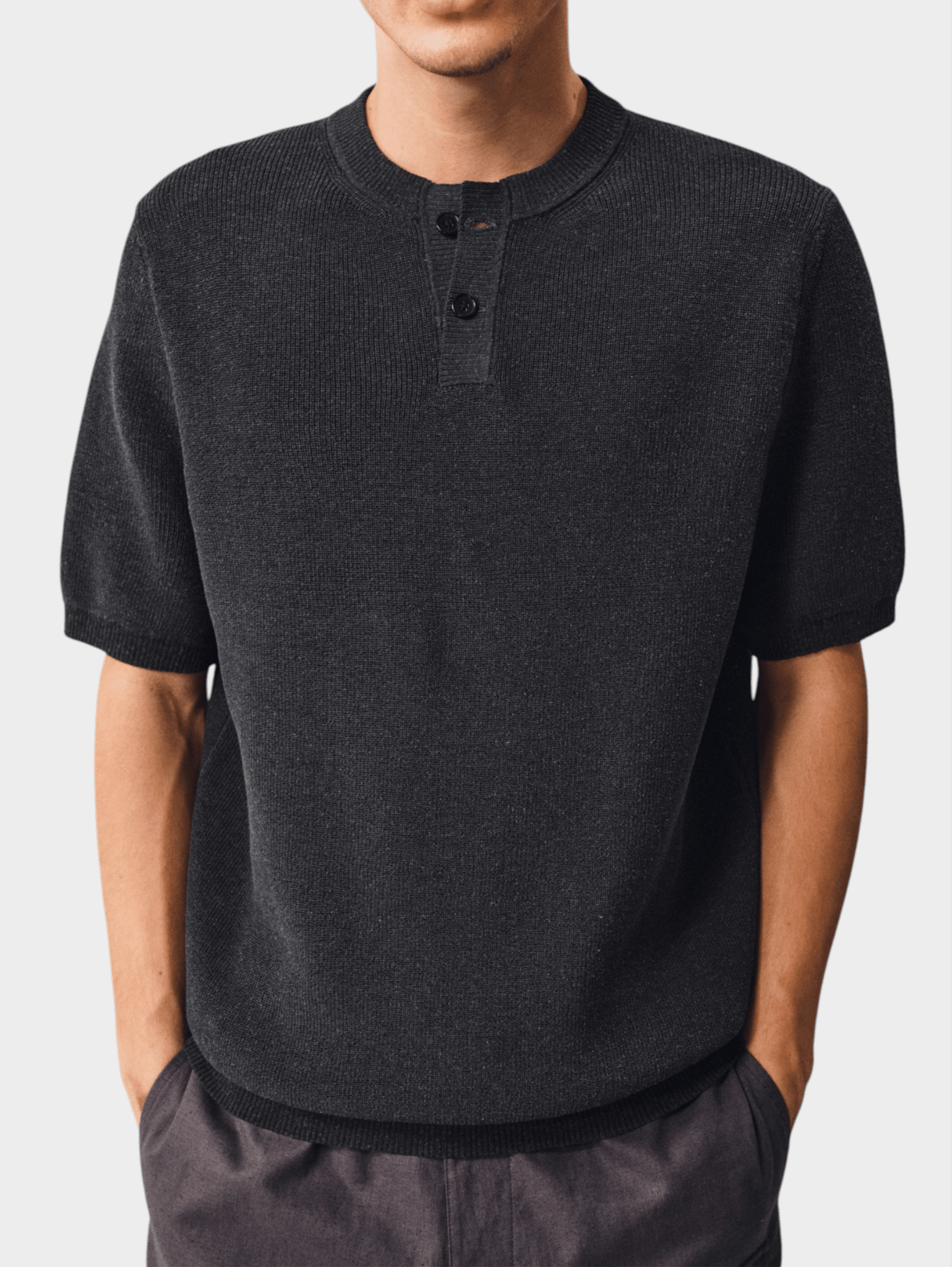 Melange Linen Henley Tee - Somnad