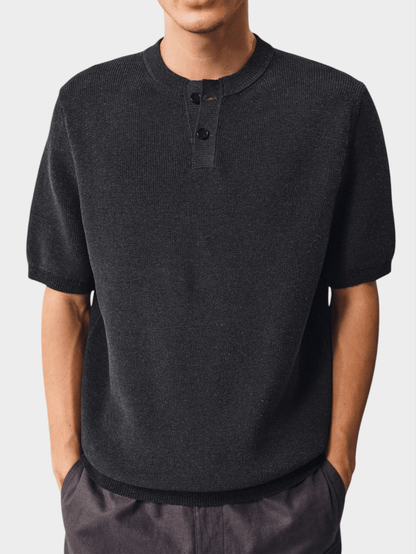 Melange Linen Henley Tee - Somnad