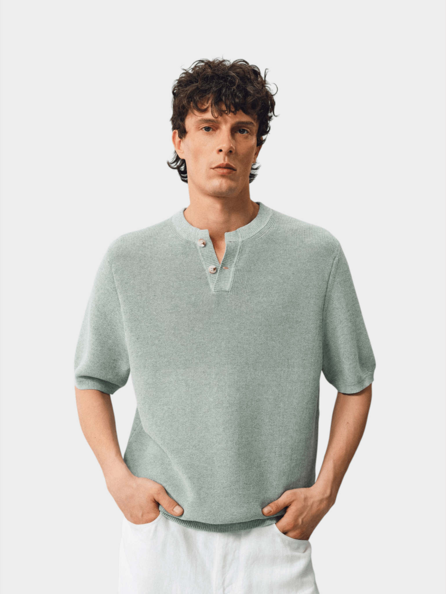 Melange Linen Henley Tee - Somnad