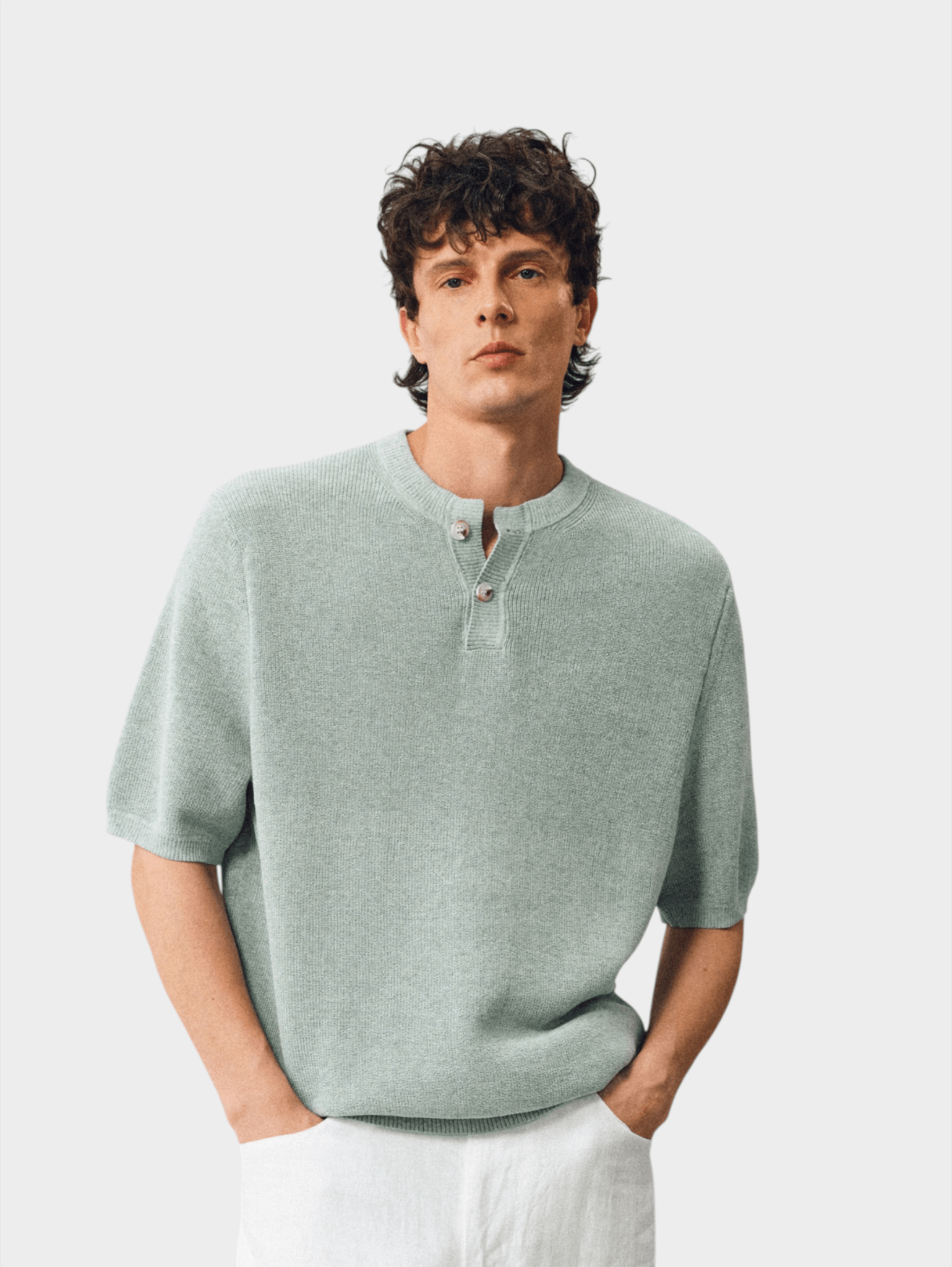 Melange Linen Henley Tee - Somnad