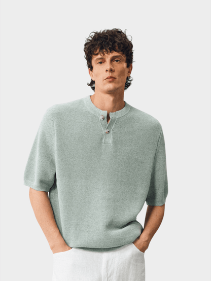 Melange Linen Henley Tee - Somnad