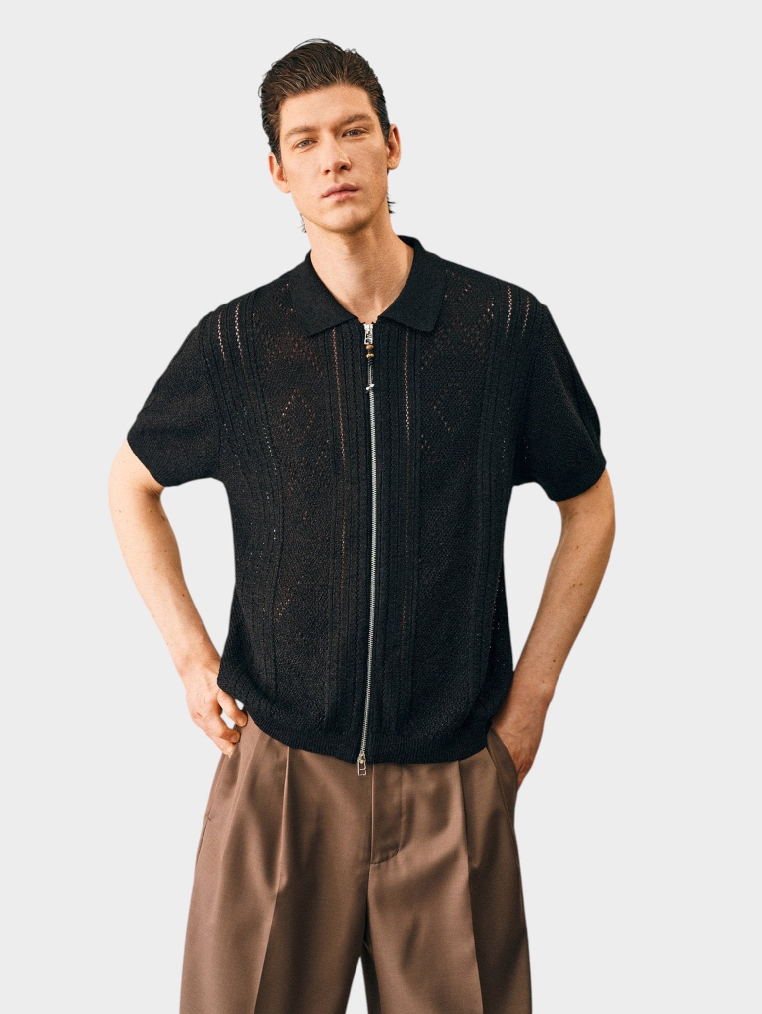 Pointelle Washi Knit Shirt - Somnad