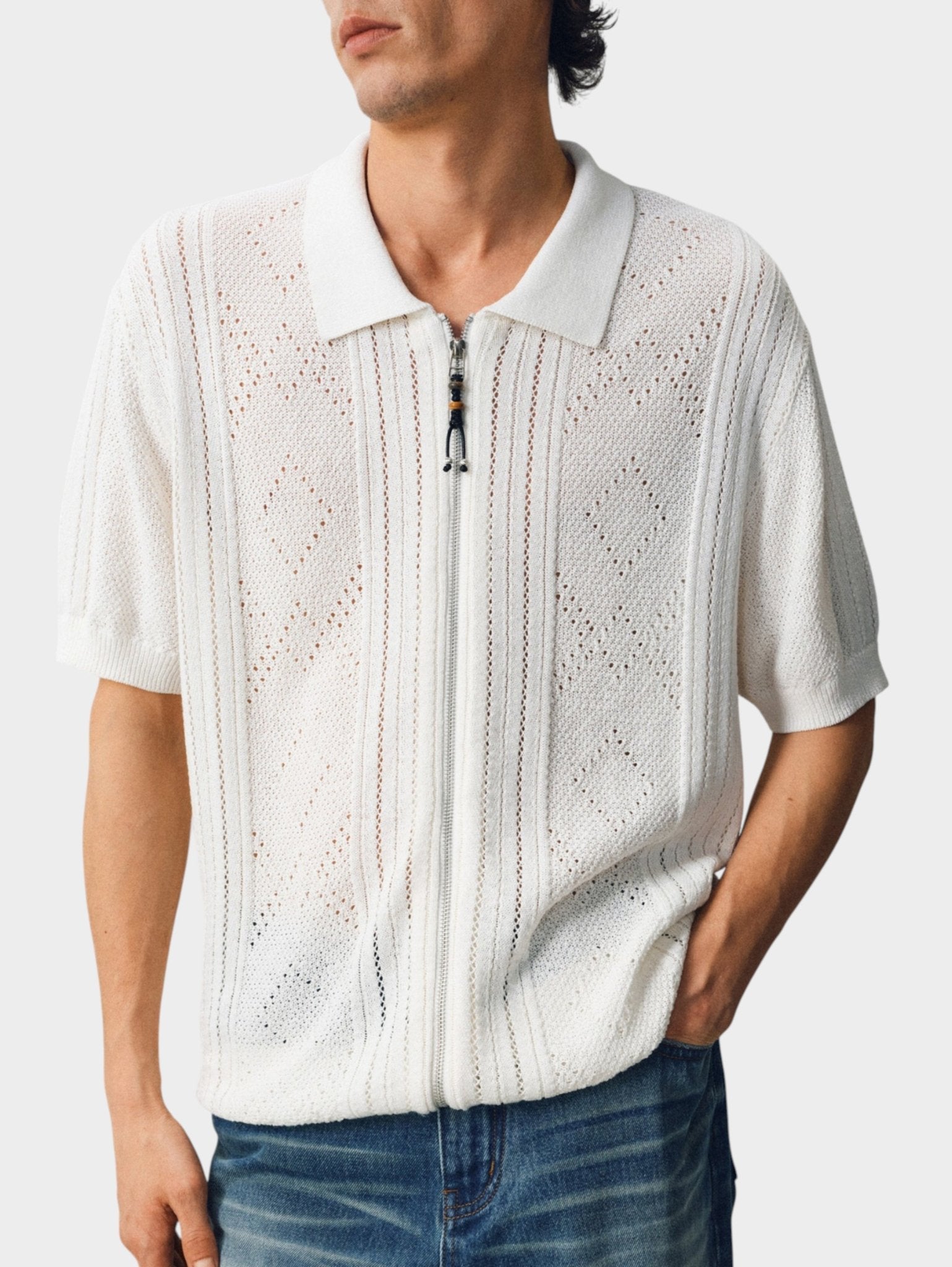 Pointelle Washi Knit Shirt - Somnad