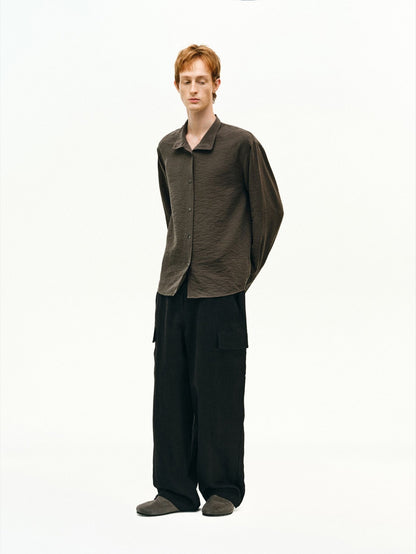 Textured French Linen Cargo Pants - Somnad