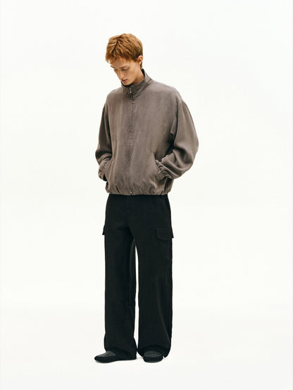 Textured French Linen Cargo Pants - Somnad