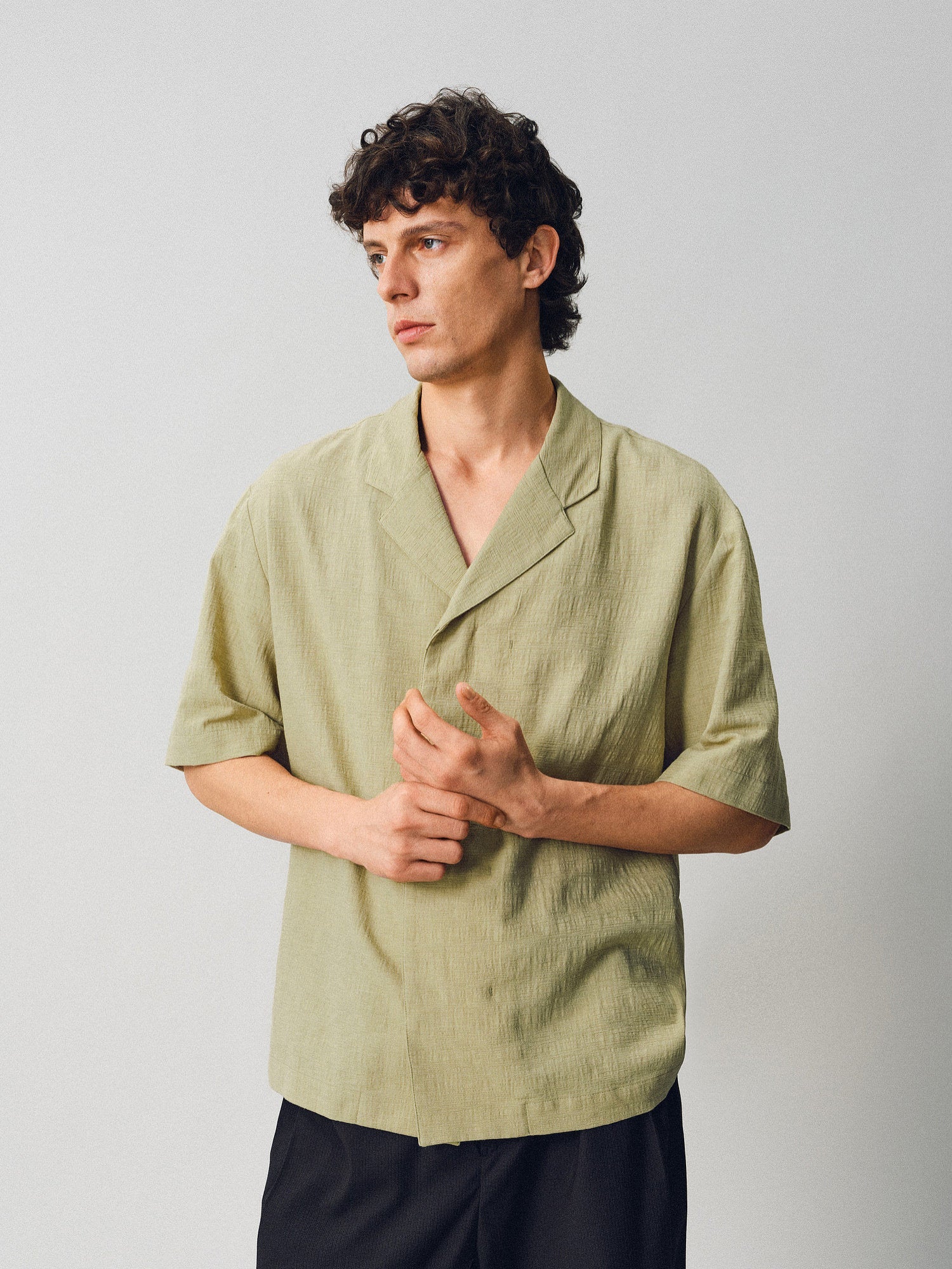 Textured Linen-Cotton Camp Shirt - Somnad