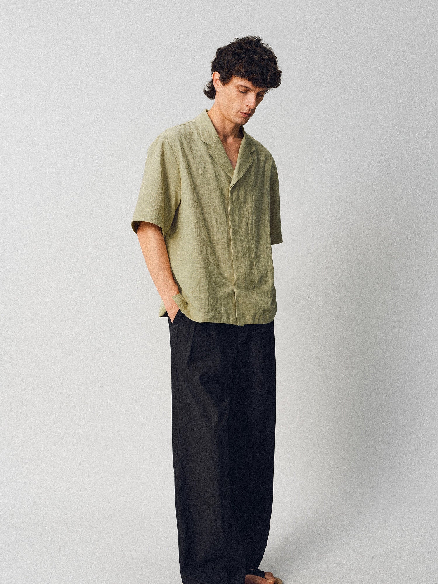 Textured Linen-Cotton Camp Shirt - Somnad