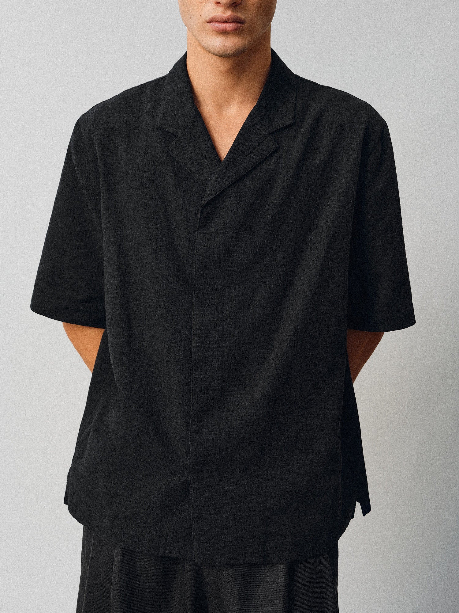 Textured Linen-Cotton Camp Shirt - Somnad