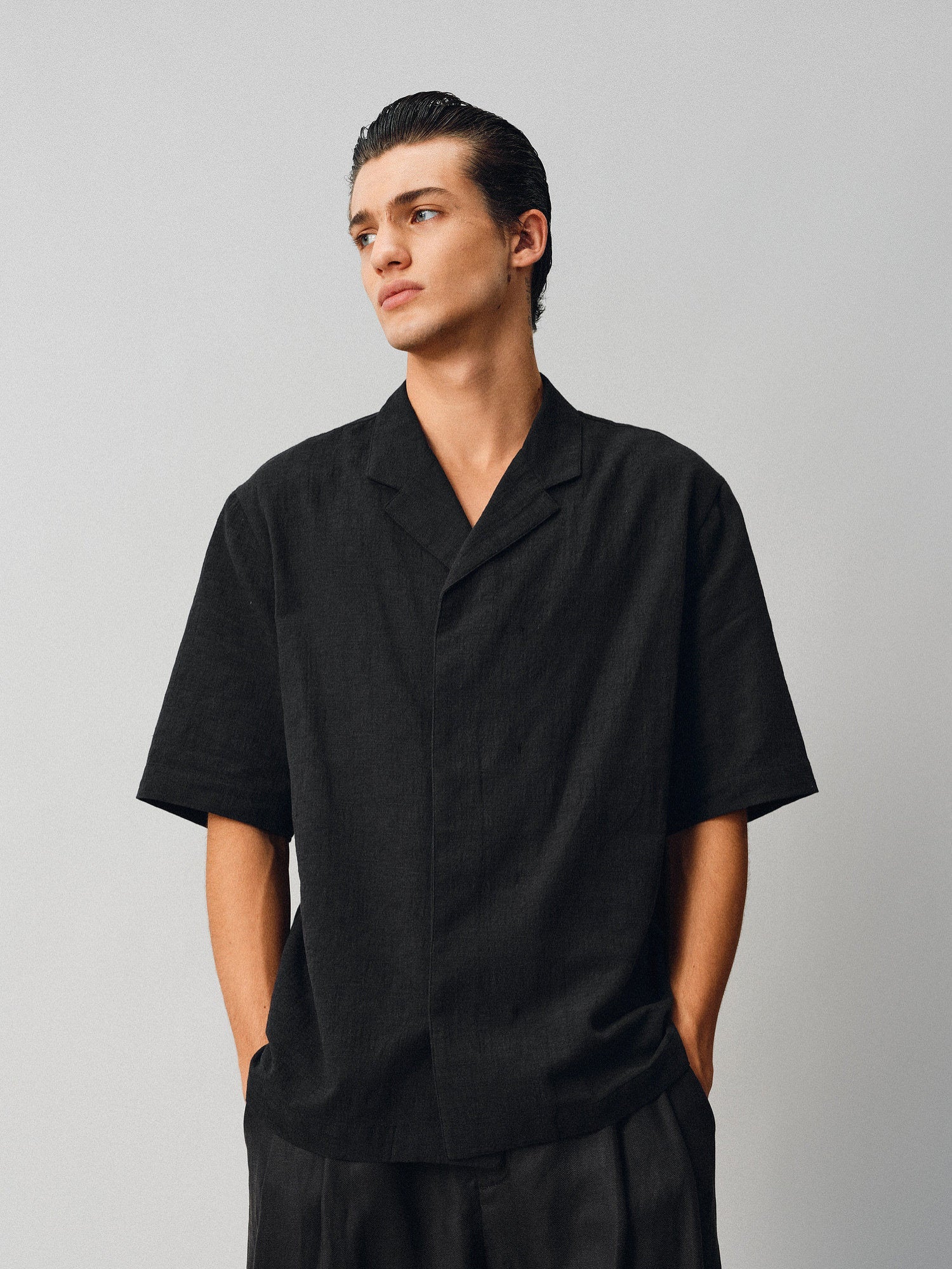 Textured Linen-Cotton Camp Shirt - Somnad