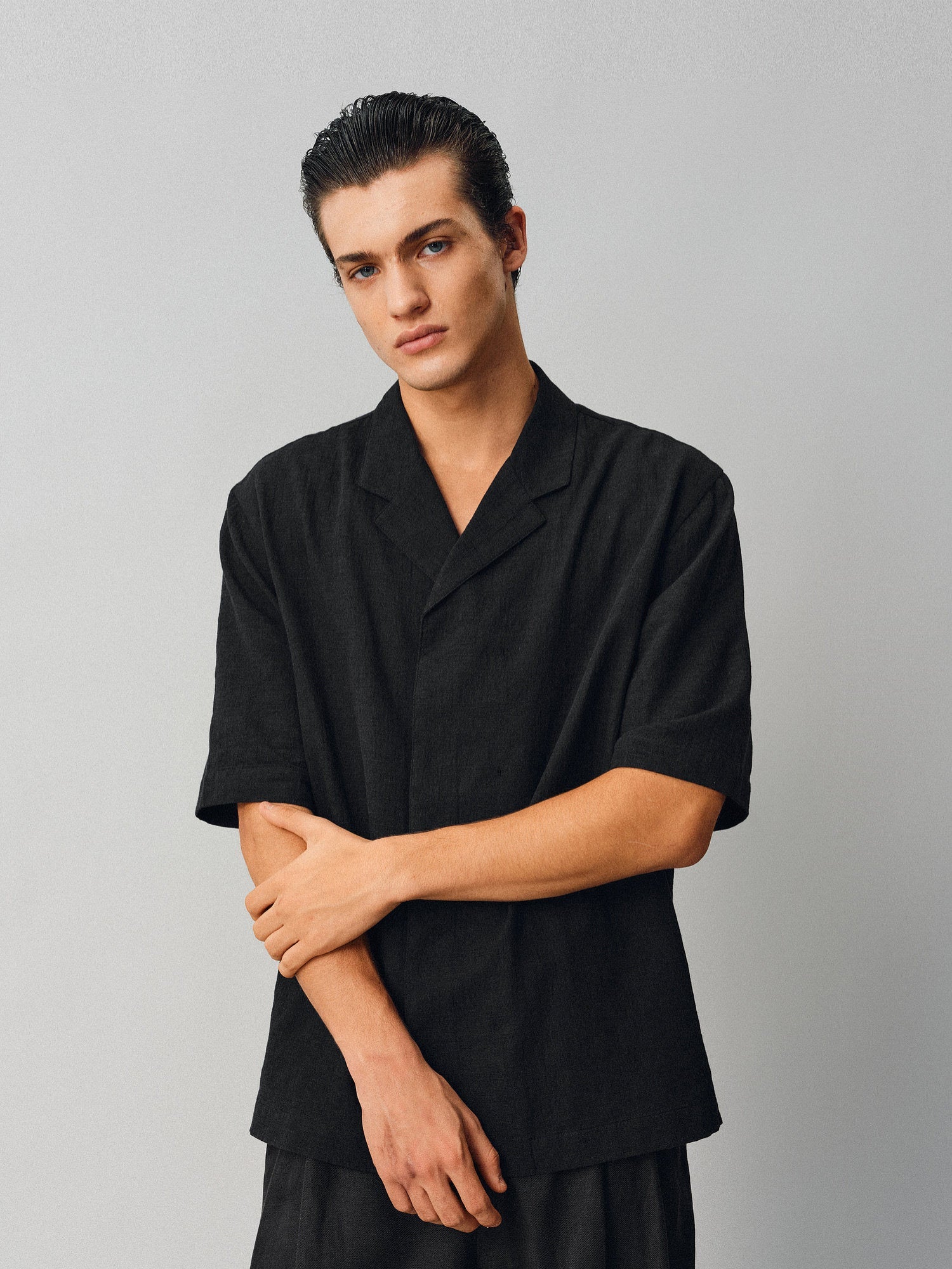 Textured Linen-Cotton Camp Shirt - Somnad