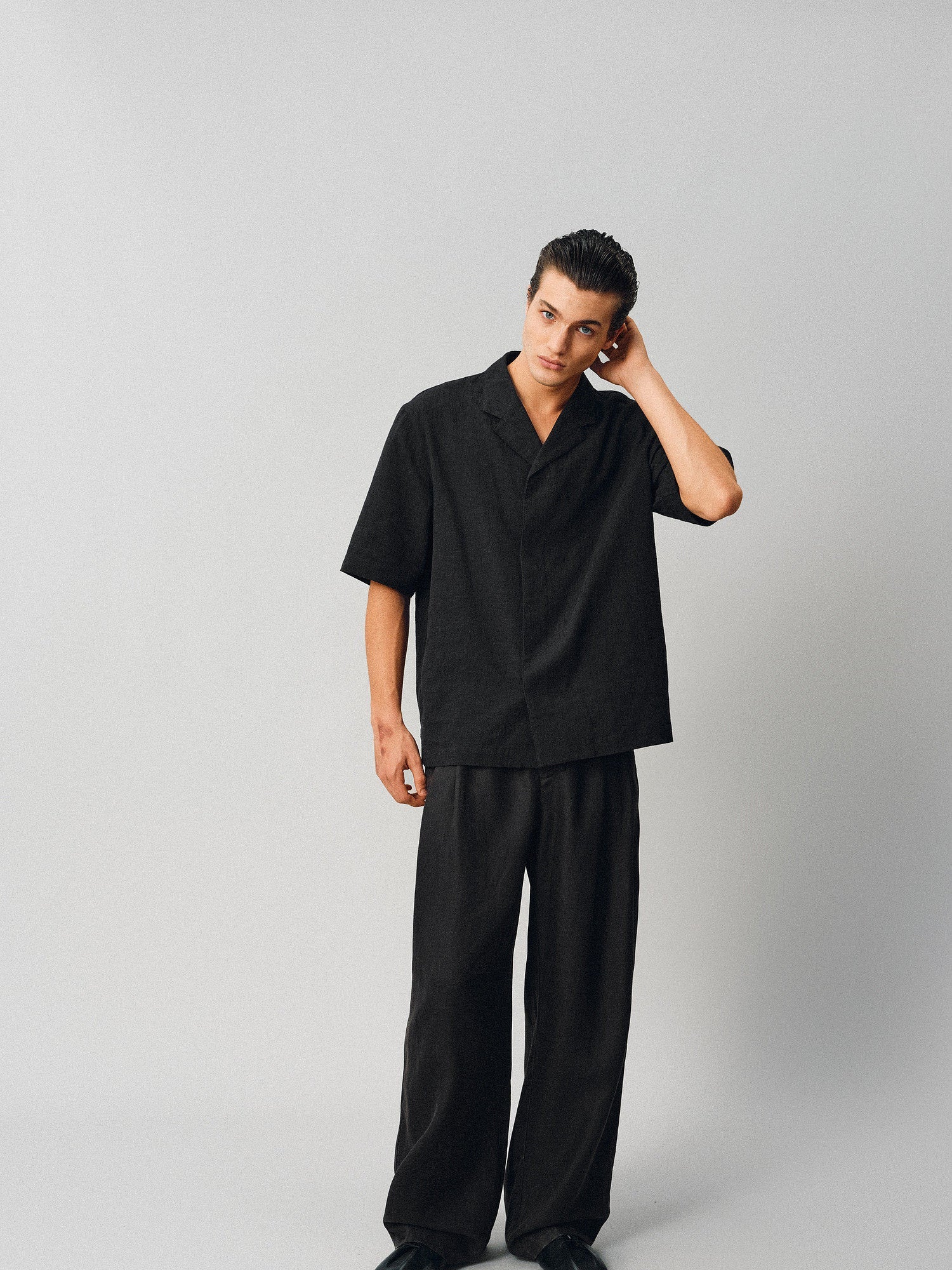 Textured Linen-Cotton Camp Shirt - Somnad