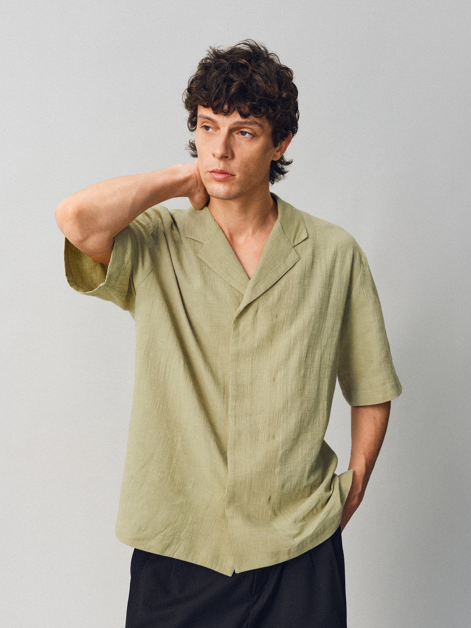 Textured Linen-Cotton Camp Shirt - Somnad