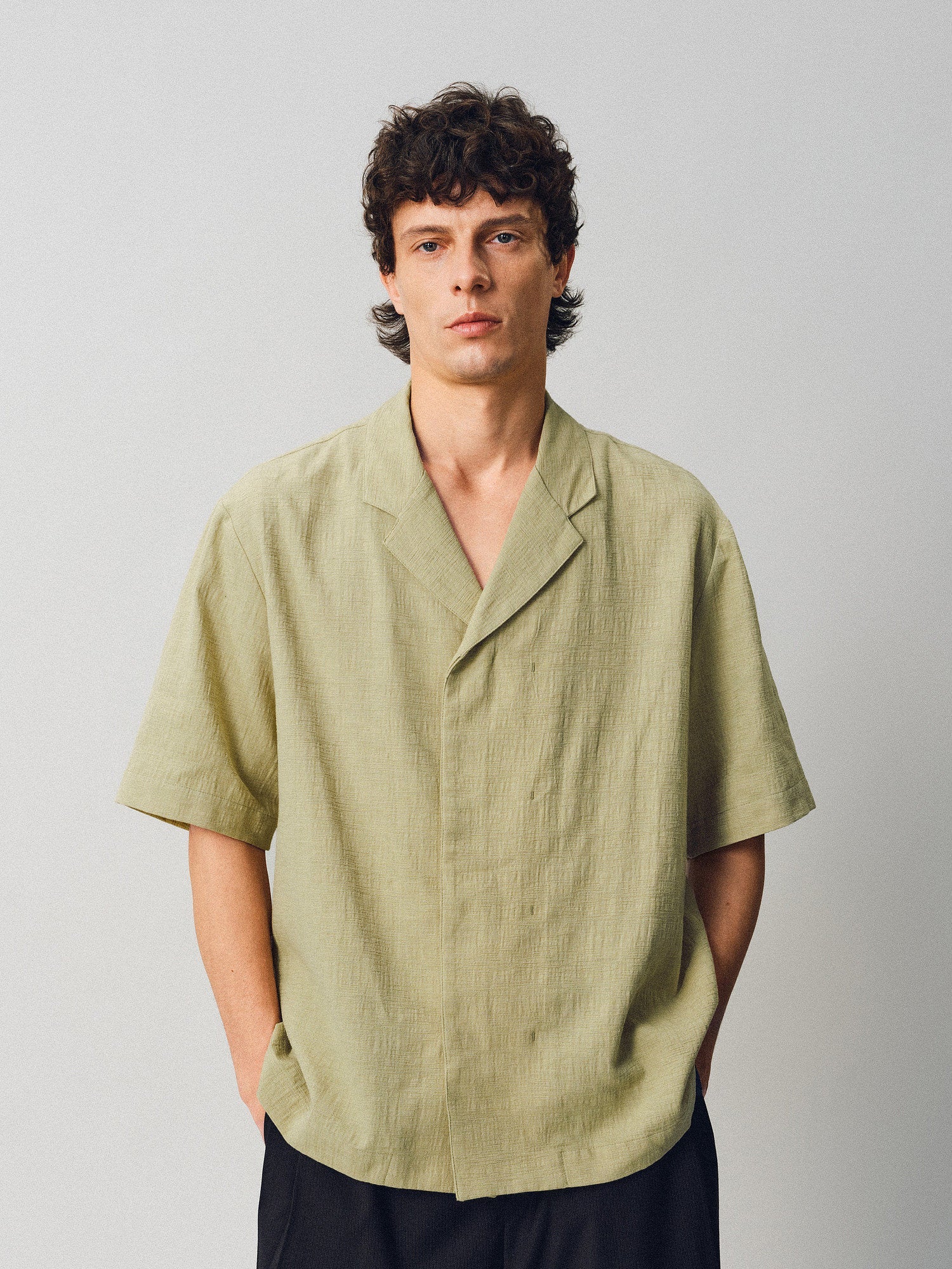 Textured Linen-Cotton Camp Shirt - Somnad