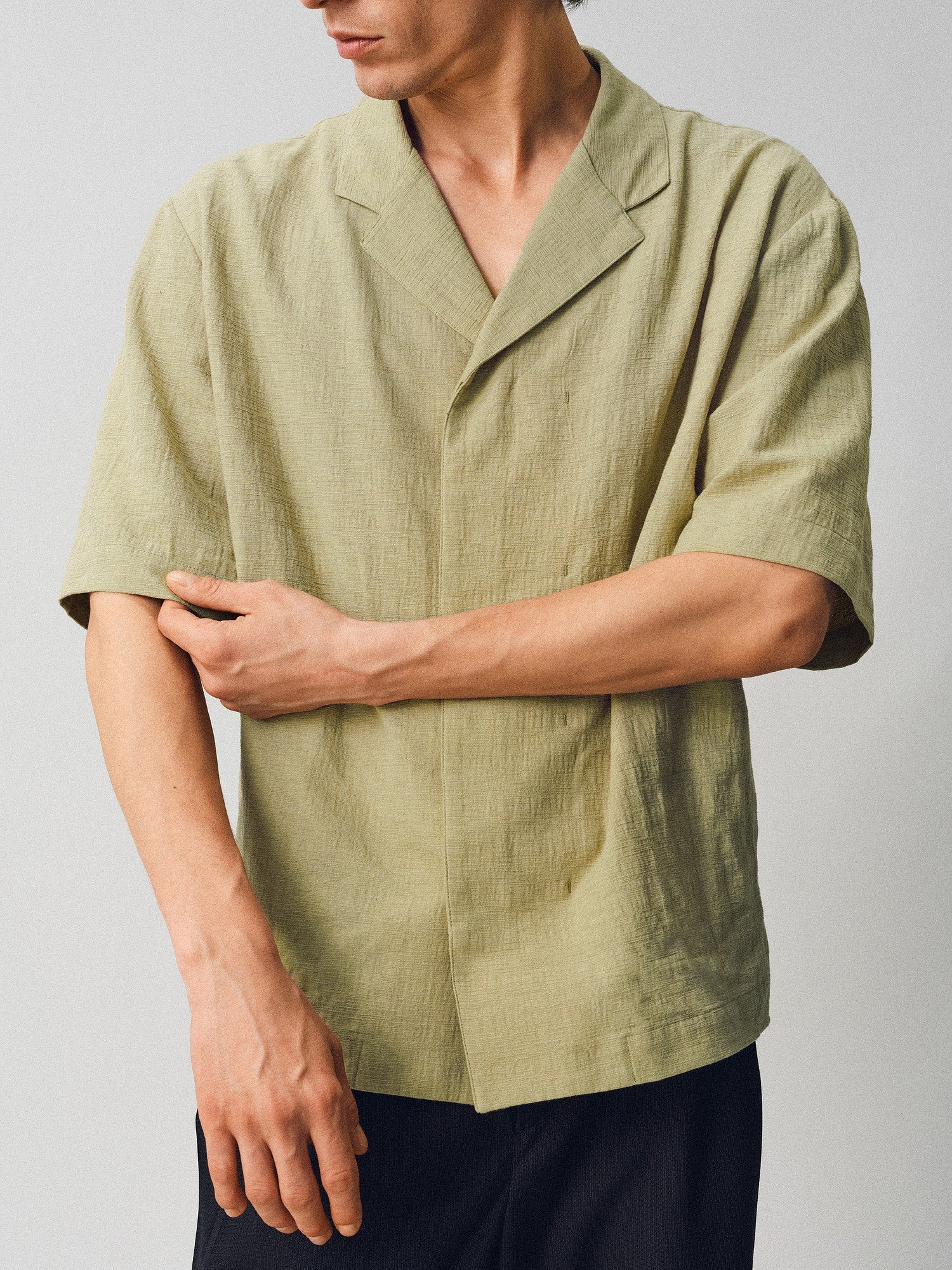 Textured Linen-Cotton Camp Shirt - Somnad