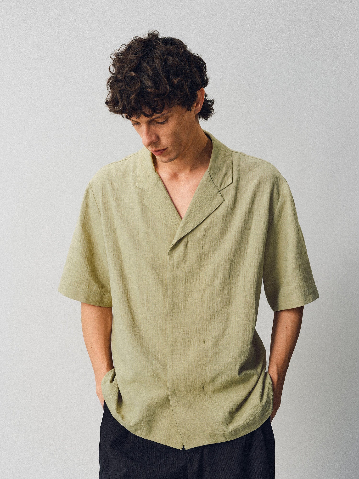Textured Linen-Cotton Camp Shirt - Somnad