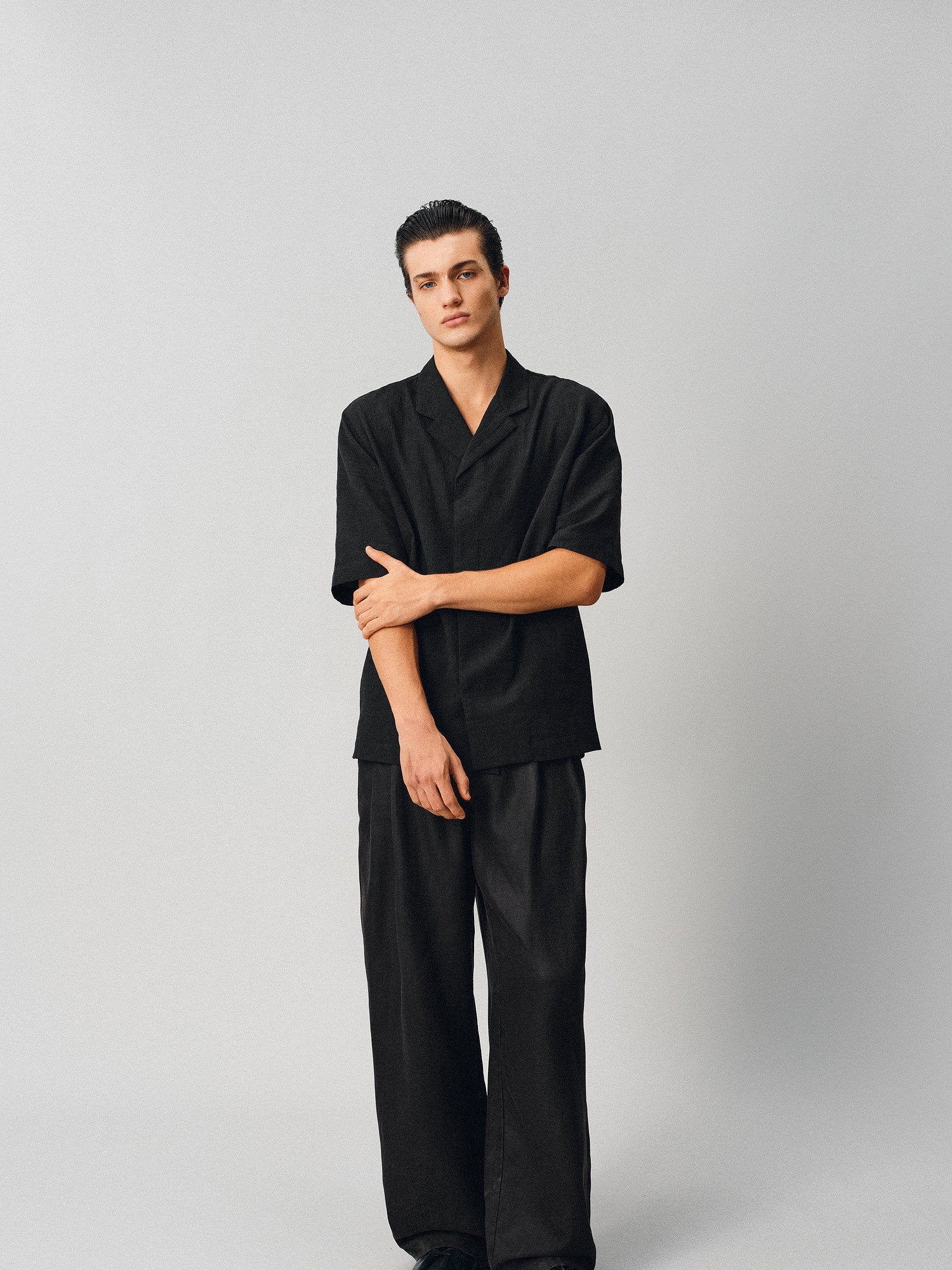 Textured Linen-Cotton Camp Shirt - Somnad