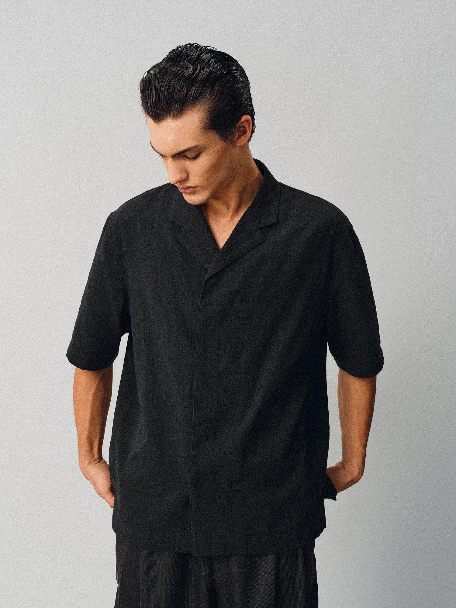 Textured Linen-Cotton Camp Shirt - Somnad