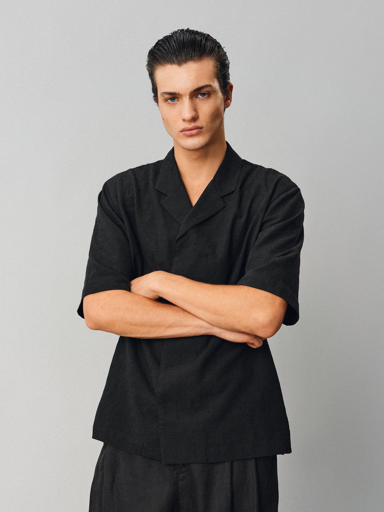 Textured Linen-Cotton Camp Shirt - Somnad