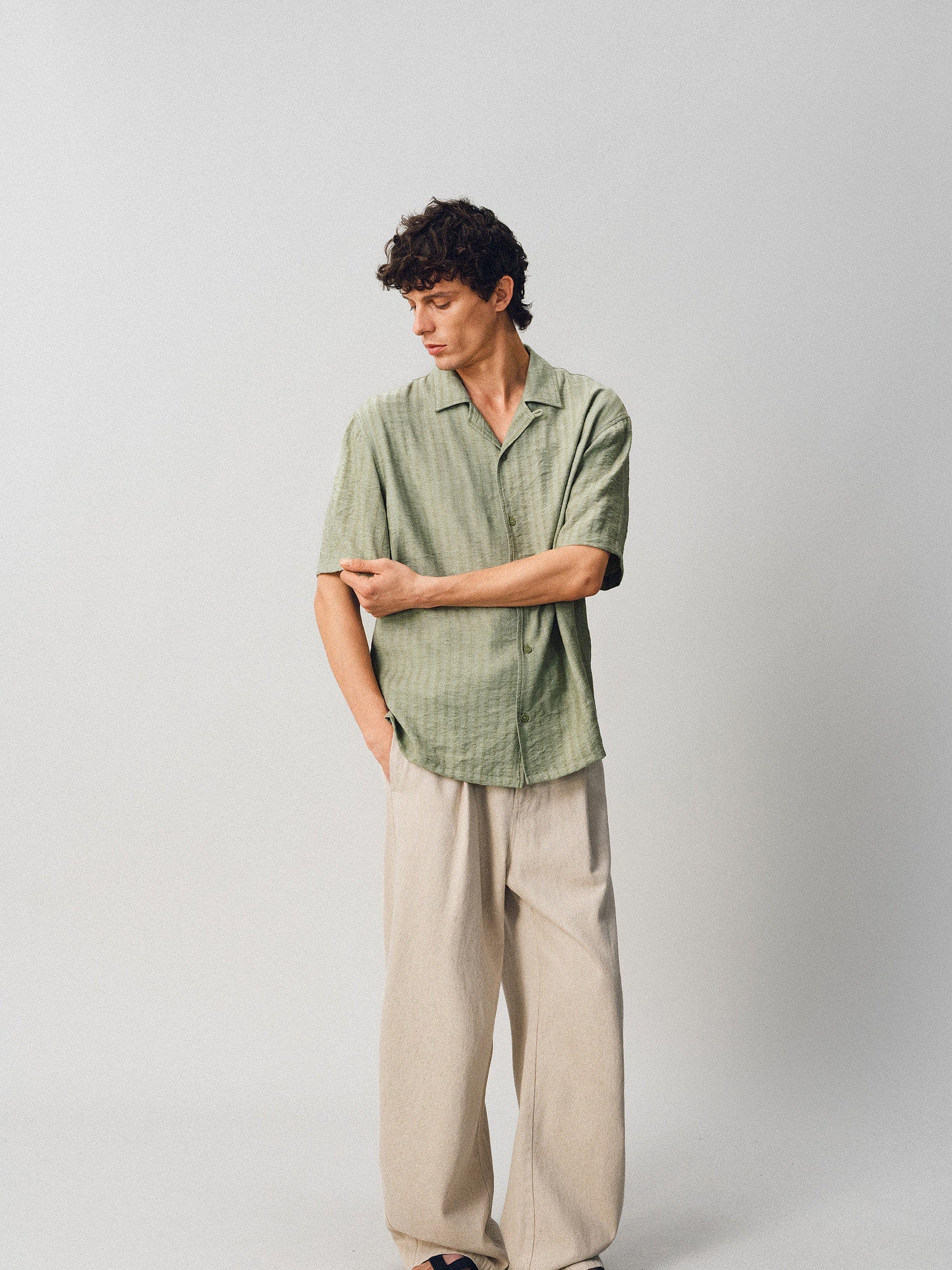 The Textured Stripe Camp Shirt - Somnad