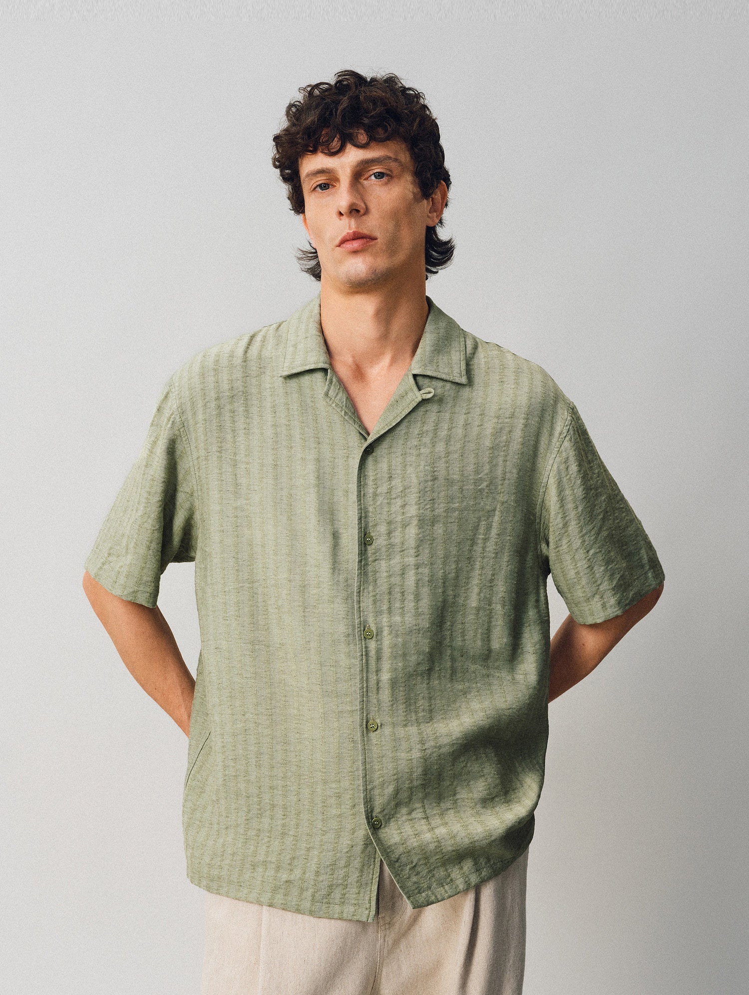 The Textured Stripe Camp Shirt - Somnad