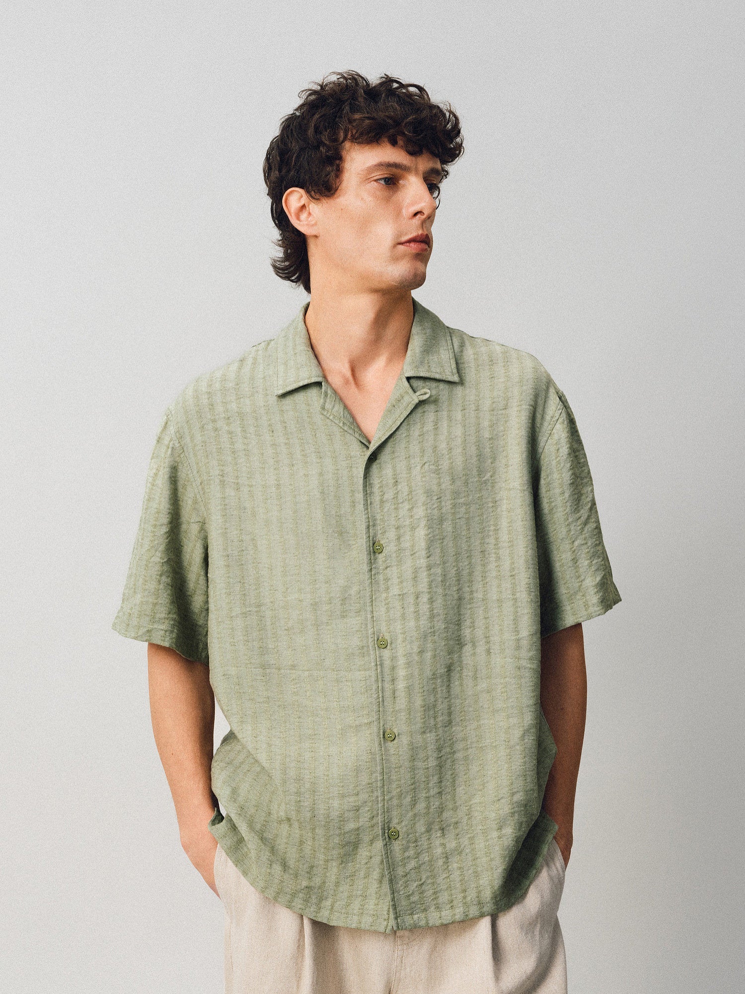 The Textured Stripe Camp Shirt - Somnad