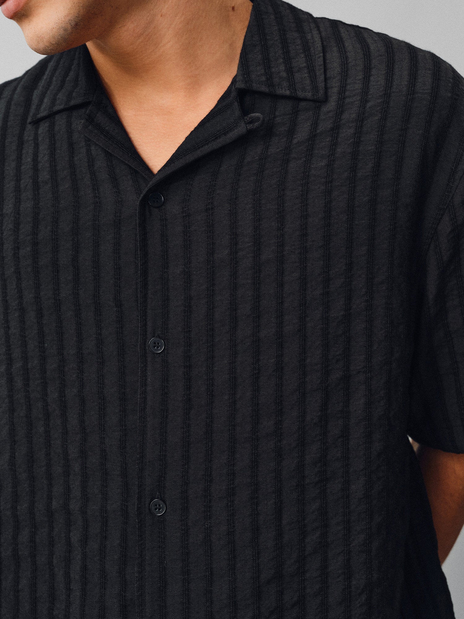The Textured Stripe Camp Shirt - Somnad
