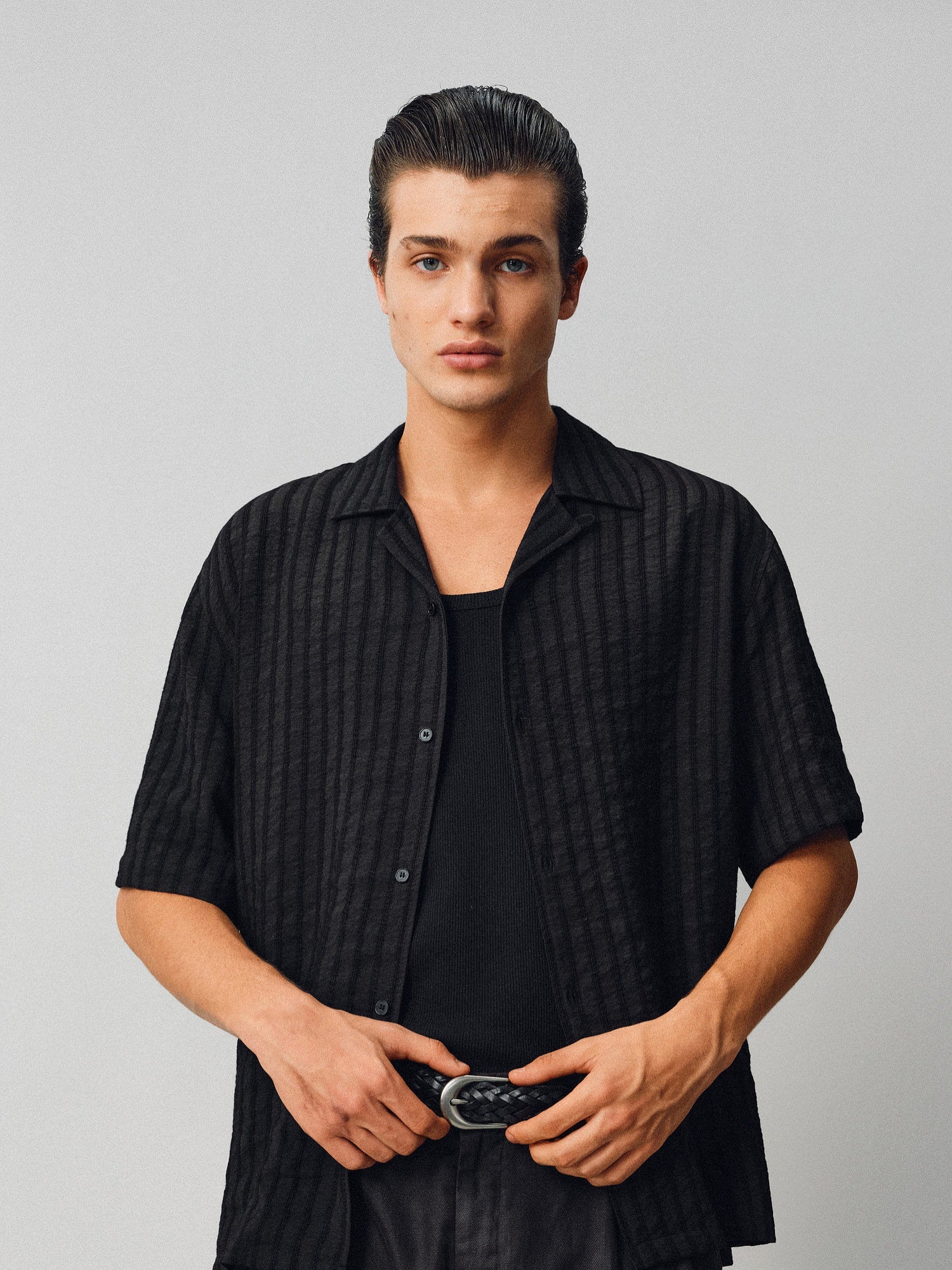 The Textured Stripe Camp Shirt - Somnad