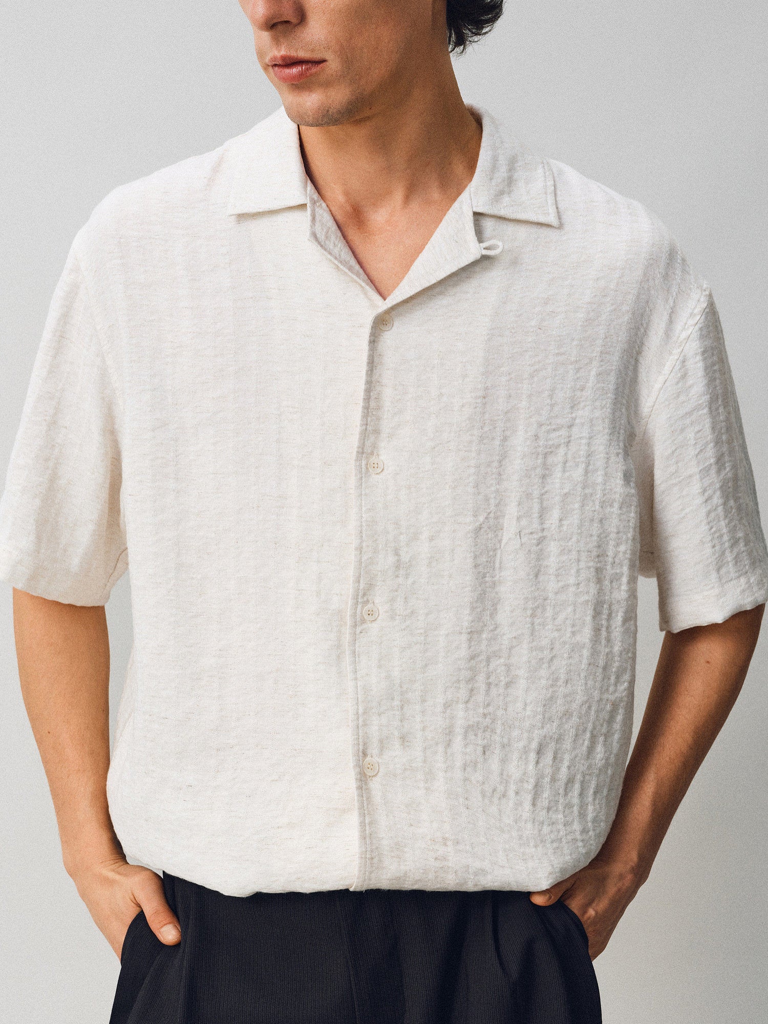 The Textured Stripe Camp Shirt - Somnad