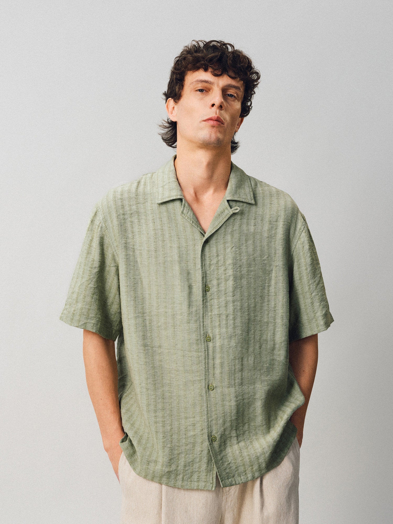 The Textured Stripe Camp Shirt - Somnad